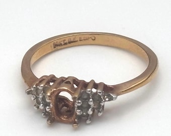 Vintage 80s 14KT GE Ring Size ~6.25 6 1/4 Yellow Gold Electroplated Missing Center Stone Jewelry Project Signed ESPO