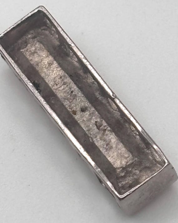 2000s Rhinestone Rectangle Pendant Silver Tone Pr… - image 5