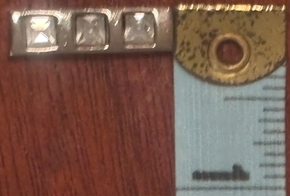 2000s Rhinestone Rectangle Pendant Silver Tone Pr… - image 2