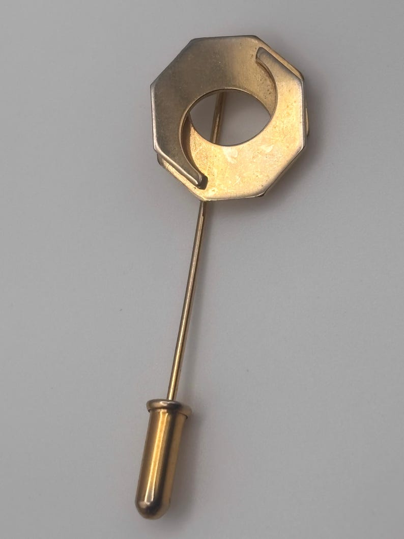 Vintage 60s Swirled Octagon Stick Pin Yellow Gold Tone Geometric - Etsy