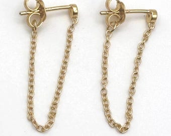 90s 925 Gold Plated Chain Earrings Sterling Silver Dangle Hoop