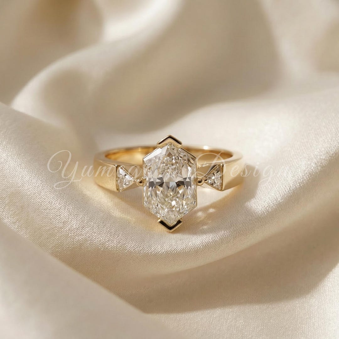 Vintage Inspired Dutch Marquise Cut Lab Diamond Ring in 14K Gold ...