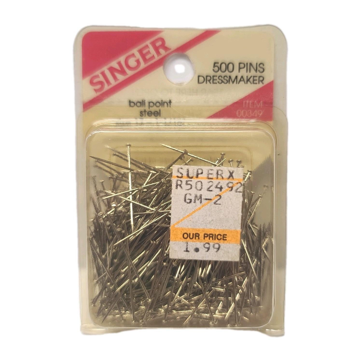 Singer Ball Point Steel 500 Dressmaker Pins Sewing Machine Item 00349 Vintage Size 17