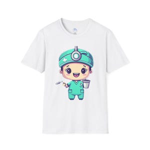 Cute Doctor Cartoon Unisex T-Shirt, Healthcare Gift, Medical Professional Tee, Funny Cartoon Shirt, Gift for Nurses
