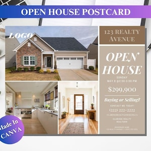 Real estate Canva templates, Open house template, realtor templates, Realtor flyer template, Open house Postcard templates, Realtor Postcard