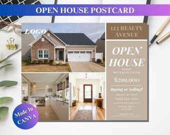 Real estate Canva templates, Open house template, realtor templates, Realtor flyer template, Open house Postcard templates, Realtor Postcard