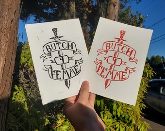 butch 4 femme linocut print