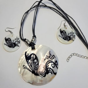 Butterfly and Music notes Necklace and earring set
