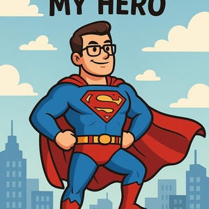 Plakat Supermana na Dzień Ojca | Cyfrowe pobieranie Hero Dad | Prezent Superbohatera do wydrukowania | Sztuka ścienna Instant Dad | Mój Ojciec, mój bohater