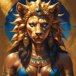 Sekhmet Egyptian Goddess Wall Art | Mythology Printable | Ancient Deity Decor | Digital Spiritual Print | Lioness Goddess Poster