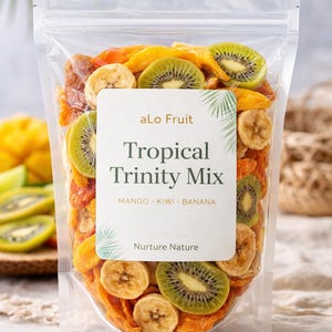 Tropical Trinity Mix – Torkad mango, kiwi och banan | Hälsosamt mellanmål | Veganskt | Inget tillsatt socker | aLo Fruit