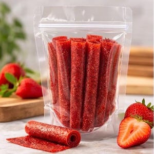 Erdbeer-Fruchtrollen | Gesunder Snack für Kinder | Natürliches Fruchtleder | Hausgemachter Snack | Ohne Konservierungsstoffe Bild 8