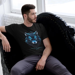 Blue Wolf T-Shirt - Spirit Animal Graphic Tee - Howling Wolf Unisex Shirt - Wild Nature Aesthetic Gift for Him or Her