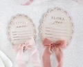 Wooden Lace Newborn Baby Birth Statistic, Hospital Name Sign, Nursery Decor, Baby Shower Gift, Girl Milestone Marker, Coquette Bow Ribbon