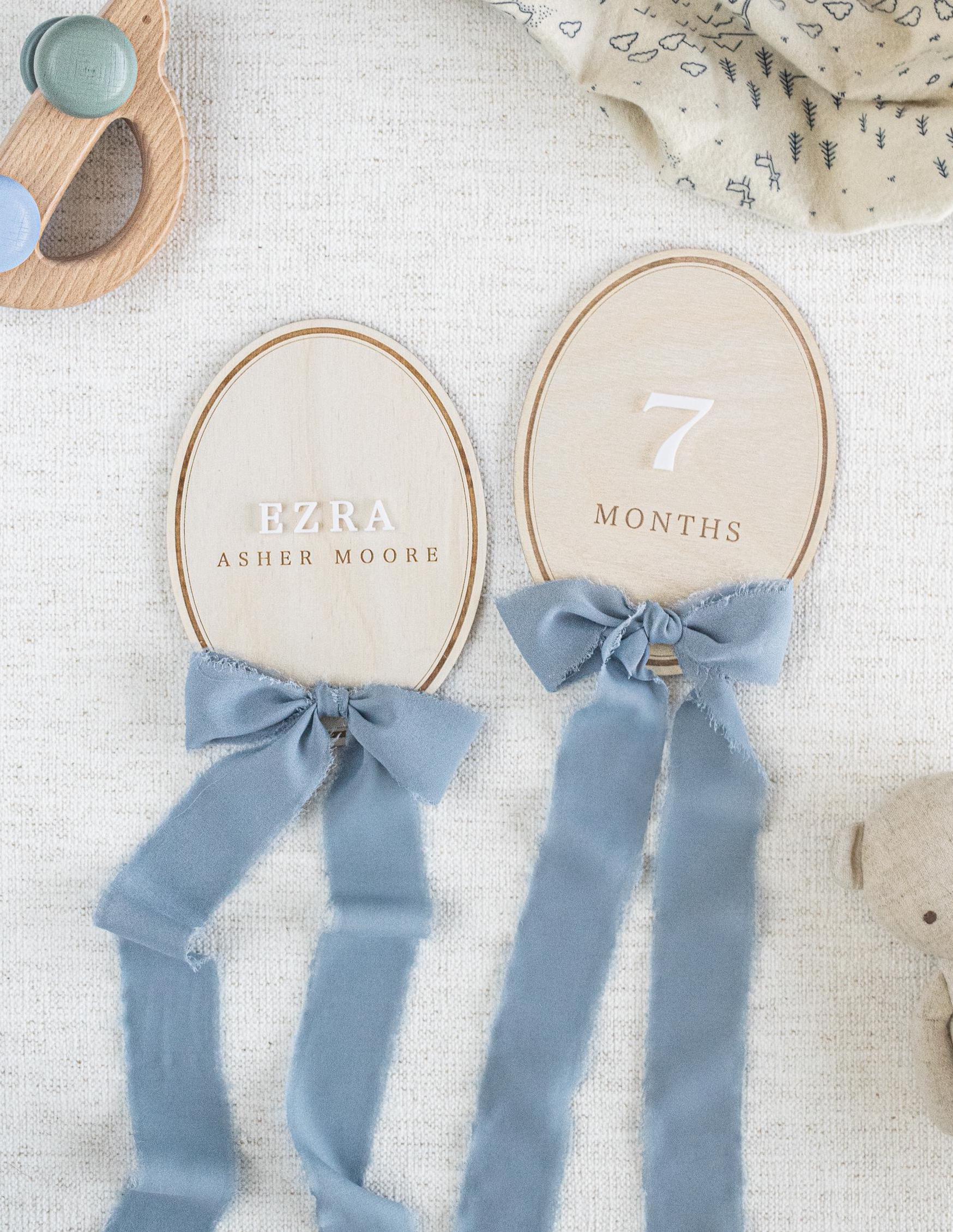 Engraved Baby Monthly Milestone Markers for Boy, Newborn Photo Prop ...