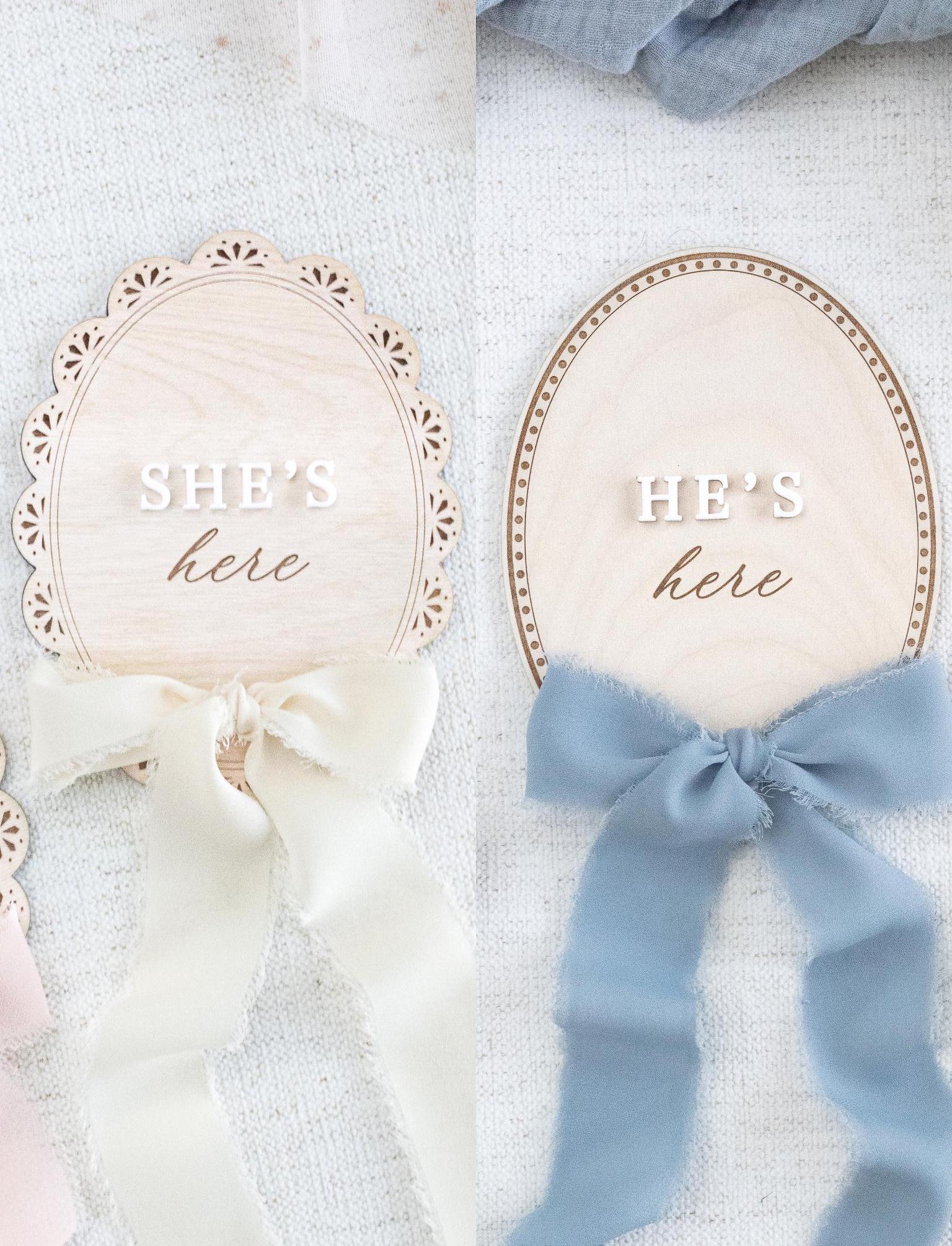 He's or She's Here Birth Announcement Sign: It's a boy, It's a Girl Surprise Gender Reveal