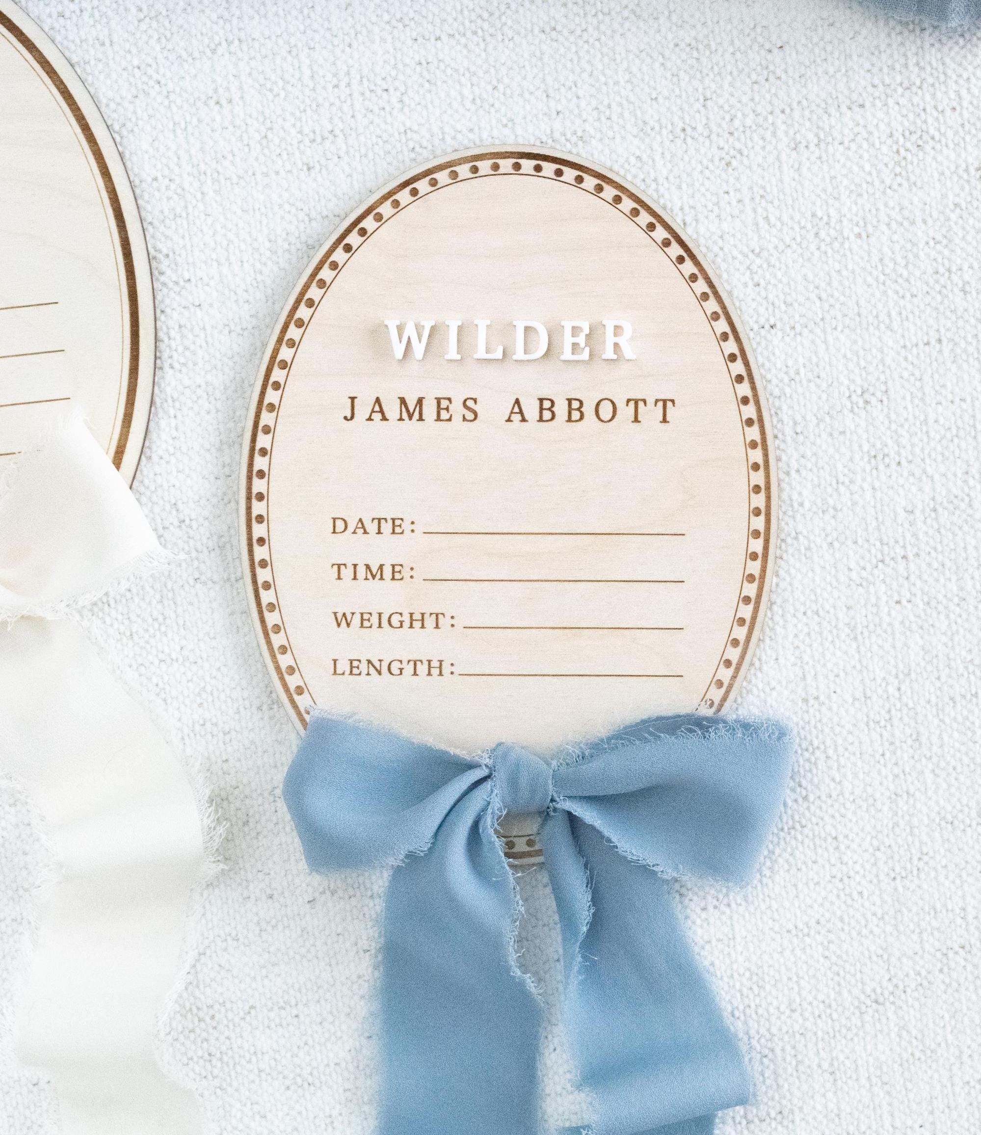 Wooden Trim Newborn Baby Birth Stat Sign, Hospital Announcement Sign, Nursery Decor, Baby Shower Gift, Boy Milestone Marker, Milestone Cards
