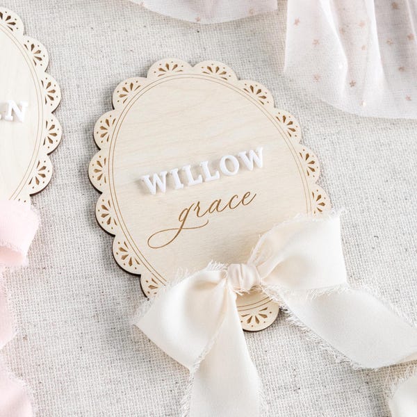 Baby Name Announcement Sign: Newborn arrival Sign for hospital, birth stat plaque, nursery decor