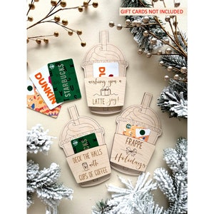 Portatarjetas de regalo de café, adorno para tarjeta de regalo de Navidad, regalo para maestros, amantes del café, Sip Sip Hooray, regalo de agradecimiento, Fa la latte