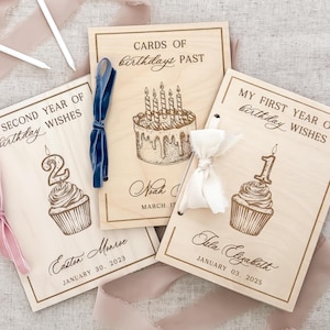 Livre de cartes de premier anniversaire, cartes d'anniversaires, souvenir de l'année de l'année d'anniversaire, personnalisation de l'album de cartes d'anniversaire, reliure de cartes