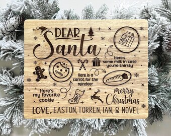 Personalized Santa Tray, Christmas Eve Tray, Cookies and Milk for Santa Board,Cookies for Santa, Christmas Eve Tray, Custom Dear Santa Board