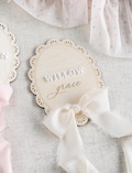 Scallop Lace Milestone Markers, Hospital Name Announcement Sign, Bow Baby Shower, Girl Hello World, She's Here, Photo Prop, Girl Month Cards