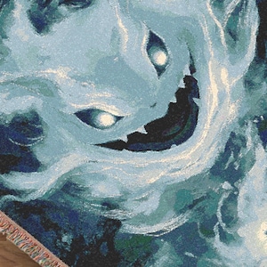Manta tejida a mano con diseño de fantasmas y anime