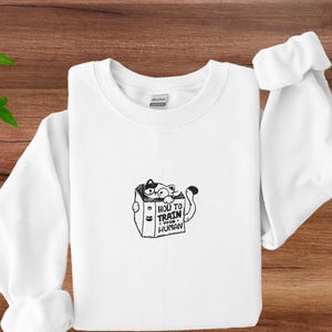 EMBROIDERED Cute Cat  Reading a Book Sweatshirt, Gift for Cat Lover, Books Gift, Librarian and Teacher Sweater, Bookish
