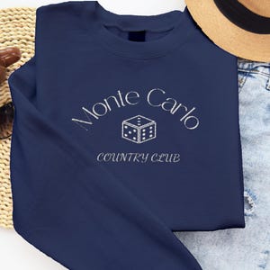 Monte Carlo Vintage sweatshirt, embroidered Dice Crewneck, Monaco Sweater