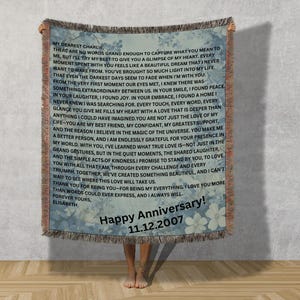 Manta con carta de amor / Regalo de Navidad personalizado para parejas / Manta tejida personalizada / Regalo de aniversario de bodas para esposa y esposo