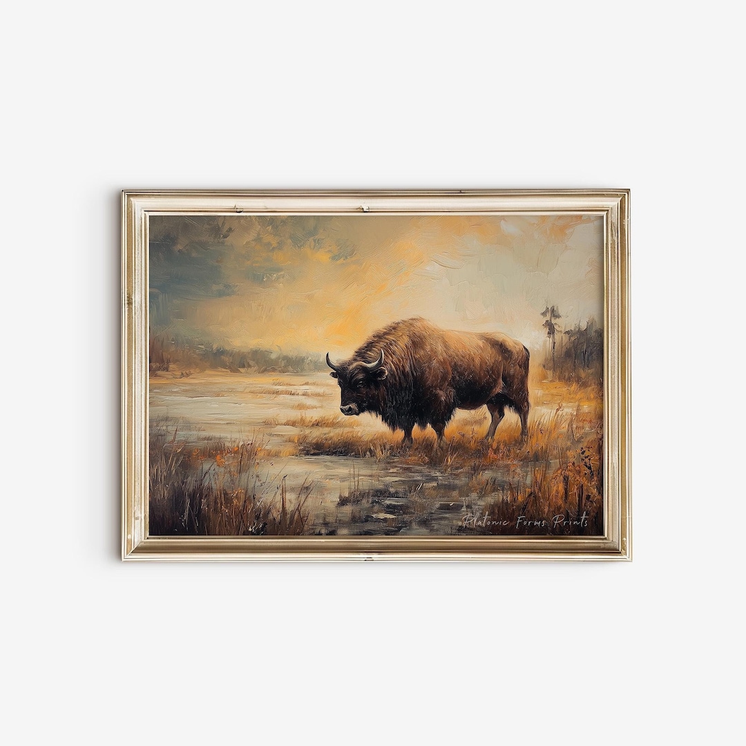Steppe Bison Painting: Vintage Animal Wall Art (digital Download) - Etsy