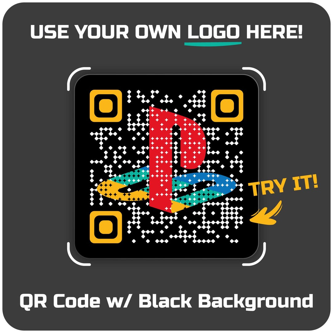 Custom Inverted QR Code Design With Logo on Black - Etsy