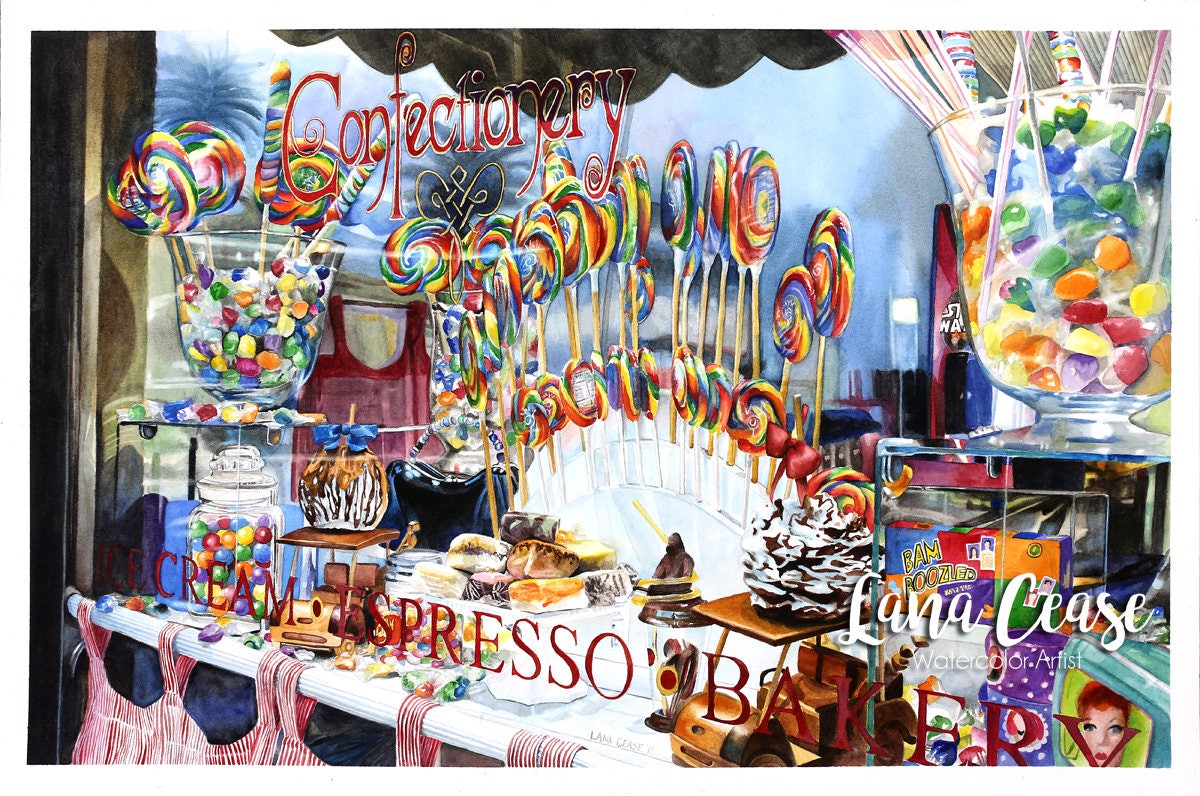 Candy Store Window confectionery Wall Art Etsy UK
