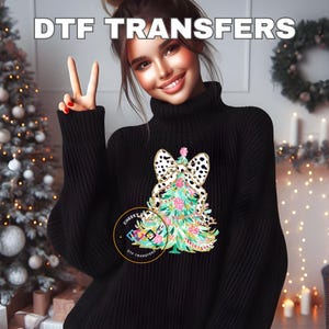 Ready to press Water color Christmas tree DTF Transfers, Coquette Shirt Image, Fancy Xmas dtf, Heat Press, Popular Transfers
