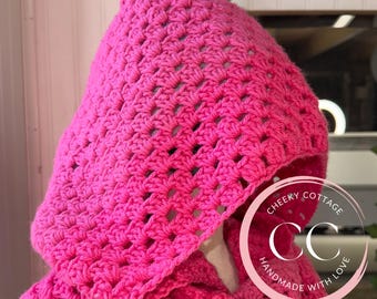 Knitted Hooded Infinity Scarf: MADE TO ORDER,Handmade Scarf, Face cover Scarf,Unisex Knit Scarf, Acrylic Knit Scarf,Perfect custom gift