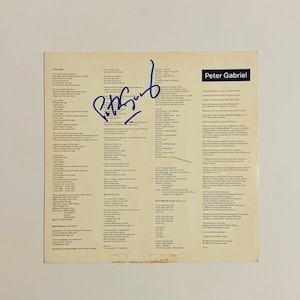 Peter Gabriel Autographed Vinyl Inner with COA.