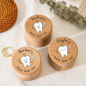 Personalized Tooth Fairy Box, Wooden Tooth Coin Box, Baby Gifts, Tooth Keepsake Gift for Girls, Engraved Name Tooth Box, Gift for Kids