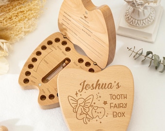 Personalized Wooden Tooth Box,Baby Tooth Fairy Box,Engraved Tooth Fairy Holder,Baby Milk Tooth Fairy Trays,Kid's Unisex Gift,Birthday Gift