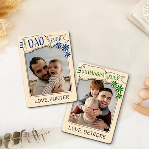 Imán para nevera con foto, imán para marco de fotos personalizado, imán de madera para nevera, imán para foto de papá, imán para foto de abuelo, regalo del Día del Padre, papá para siempre