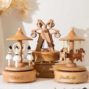 Caja de música personalizada para niños, cajas de música para baby shower con nombre, caja de música de madera grabada, caja de regalo para el primer cumpleaños, juguete de madera.