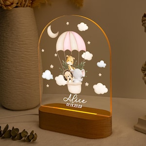 Personalized Night Light, Baby Gift Birth, Custom Name Night Light, Cute Animal Lamp, Kids Bedroom Lamp, Baptism Gift, Nursery Decor Light