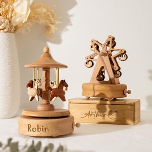 Personalized Wooden Musical Box, Engraved Music Box with Name, Wood Music Boxes, Keepsake Gift for Kids, Baby Shower, Sensory Toys Christmas