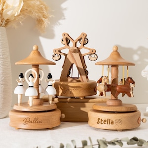 Personalized Wooden Musical Box, Engraved Name Music Box, Wood Music Boxes for Newborn, Train Music Box, Keepsake Gift for Kids, Baby Shower