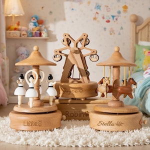 Custom Music Box Gift for Kid,Baby Shower Music Boxes with Name,Wooden Engraved Music Box Gift for Children,1st Birthday Gift Box,Wooden Toy