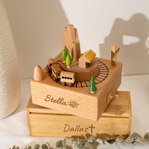 Cajas de música para niños, regalos personalizados de cajas de música con carrusel para niños, cajas de música con nombre grabado para bebés, regalos para recién nacidos, cajas de música de madera para bebés