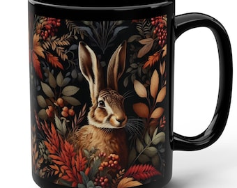 TAZZA CONIGLIO, tazza Wild Hare Cottage Core, tazza da caffè coniglietto, tazza da tè autunnale, stoviglie con creature del bosco, tazza foresta, tazza spirito coniglio