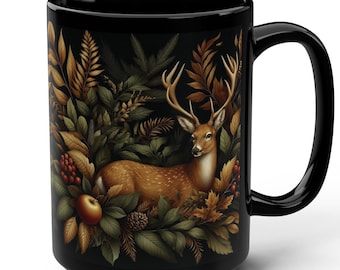 Tazza con cervo, tazza da caffè con design di cervo selvatico, tazza per amanti della natura, tazza da tè con animali della foresta, regalo per decorazioni da cabina, decorazione rustica per la cucina di casa