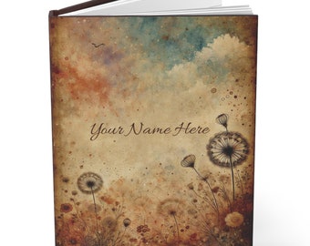 Botanical Hardcover Journal, Personalized Plant Diary, Floral Notebook
