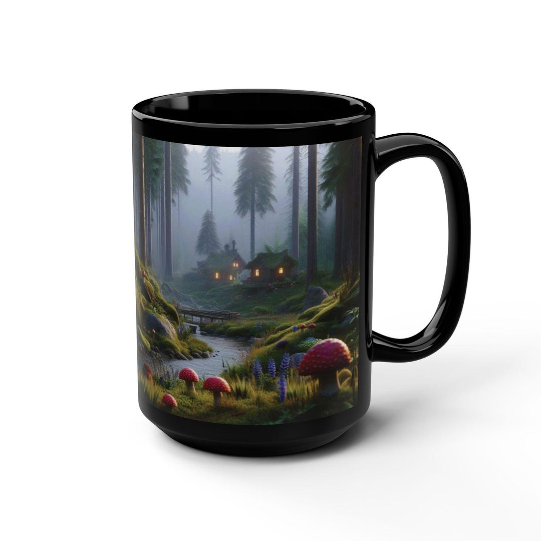 Mushroom Village Mug, Enchanted Forest Design - Etsy