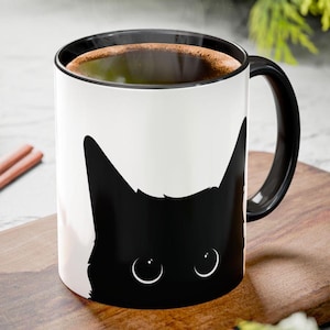 BLACK CAT COFFEE Mug, Cat Mug, Cat Lover Coffee Mug, Gift for Cat Lovers, Cat Gift, Cat Coffee Mug, Cute Cat Mug, Coffee Mug for Cat Owner